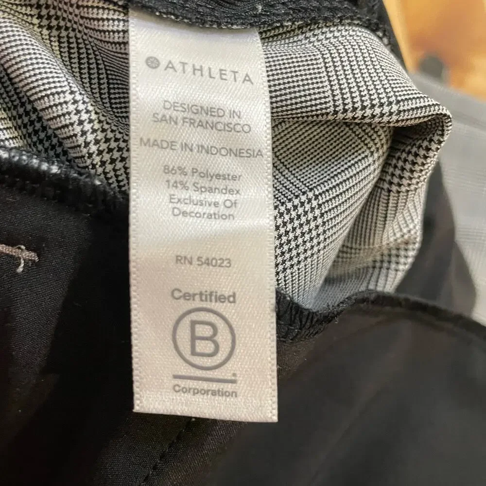 Athleta Brooklyn Ankle‎ Pants Grey Plaid Racer Stripes Lightweight Pull On Sz 0